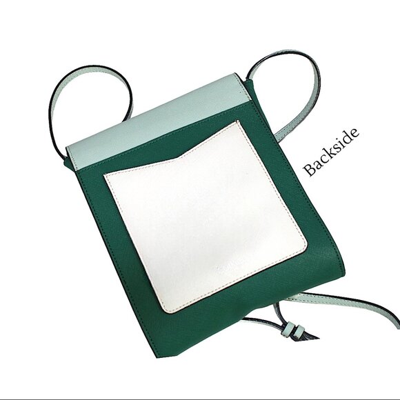 Botkier Cobble Hill Two Tone Green White Leather Cross Body Shoulder Mini Bag - Picture 3 of 9